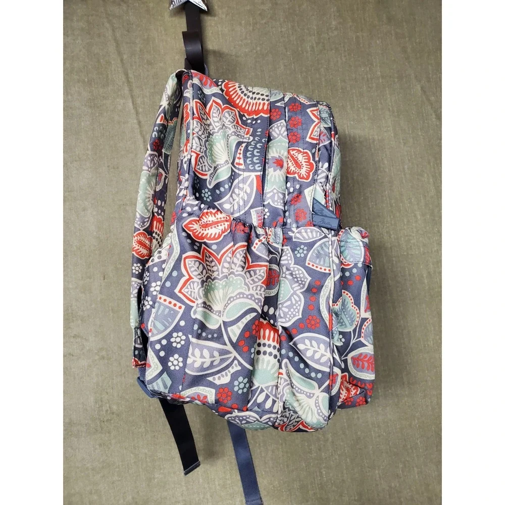 Vera Bradley Nomadic Floral Lighten Up Backpack Gray Coral Mint Canvas Bag